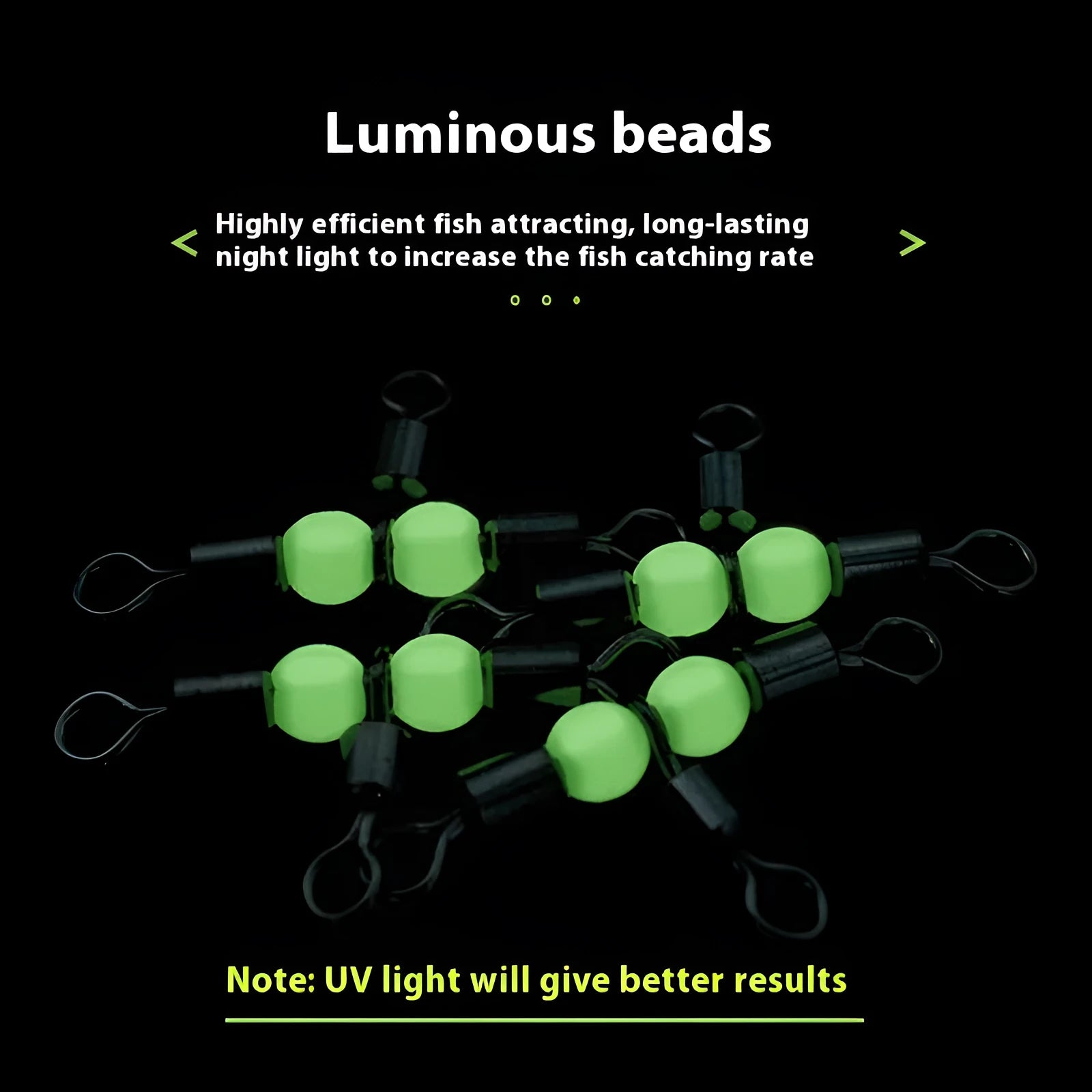 Copper three-fork luminous swivel fishing accessory with eight rings and integrated luminous beads