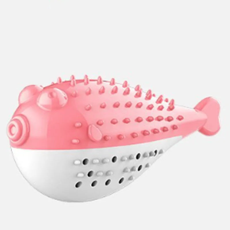 Blue silicone fish cat chew toy measuring 12.2cm for grabbing and teeth cleaning