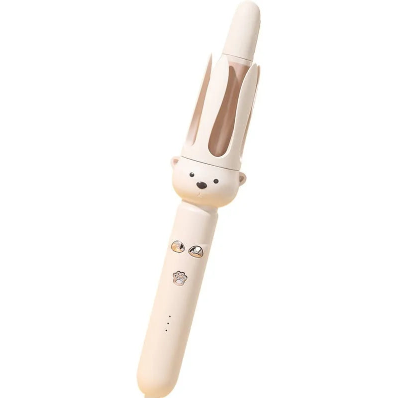 Beige automatic hair curler with anion technology and wired UK plug
