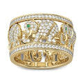 Creative diamond elephant fashion ring made from alloy with an electroplated finish.