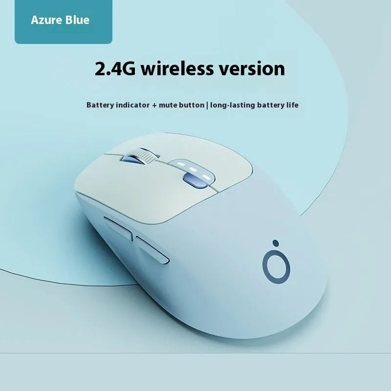 Mute wireless computer mouse in matcha green colour showing compact 110mm size with five buttons