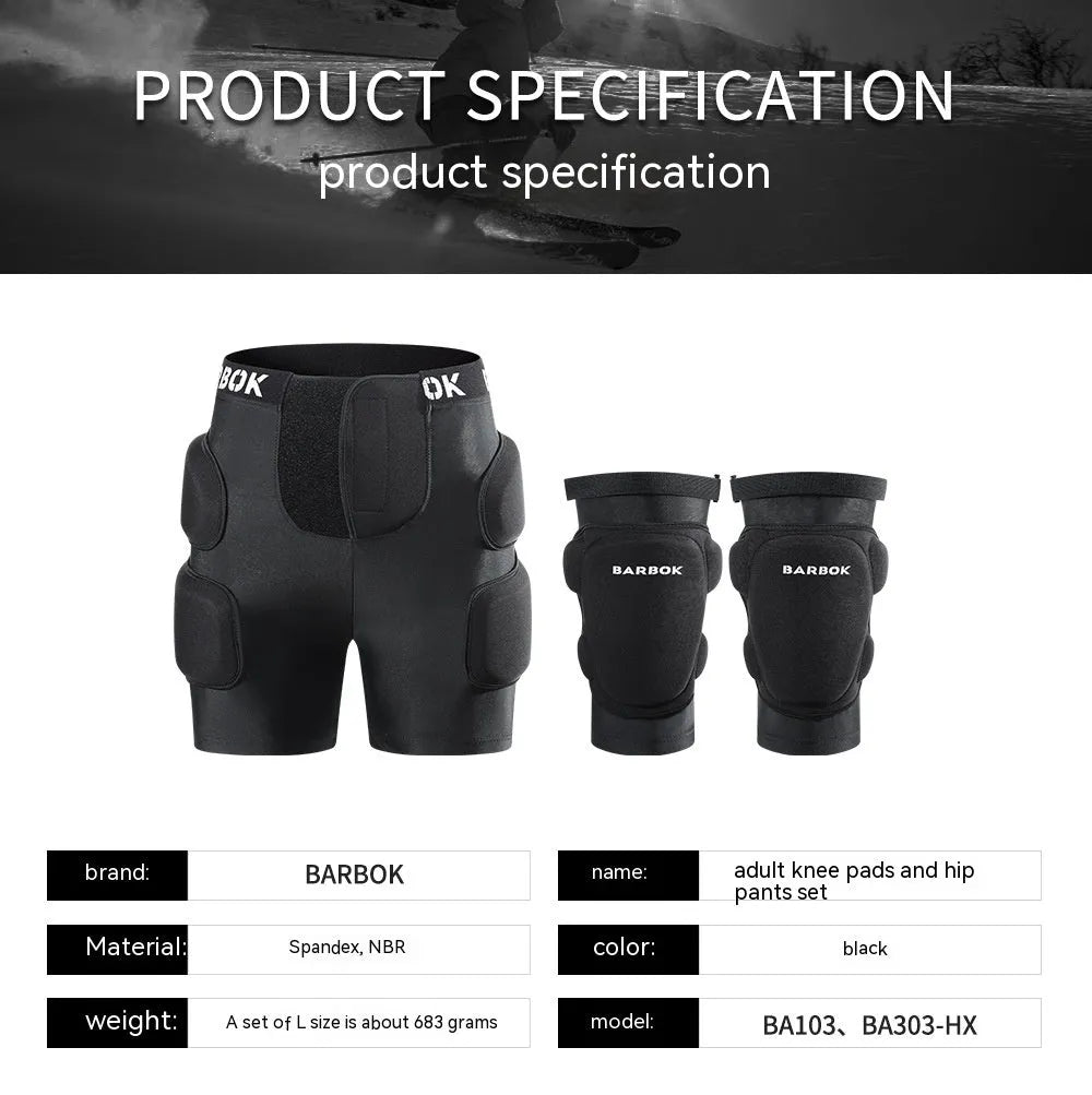 Black adult hip protection pad for skating and skiing, made from spandex and NBR foam.