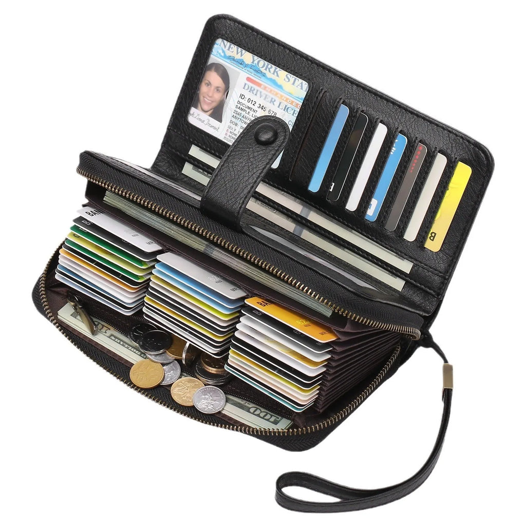 Women's expanding card holder wallet with anti-theft RFID protection in multiple colour options