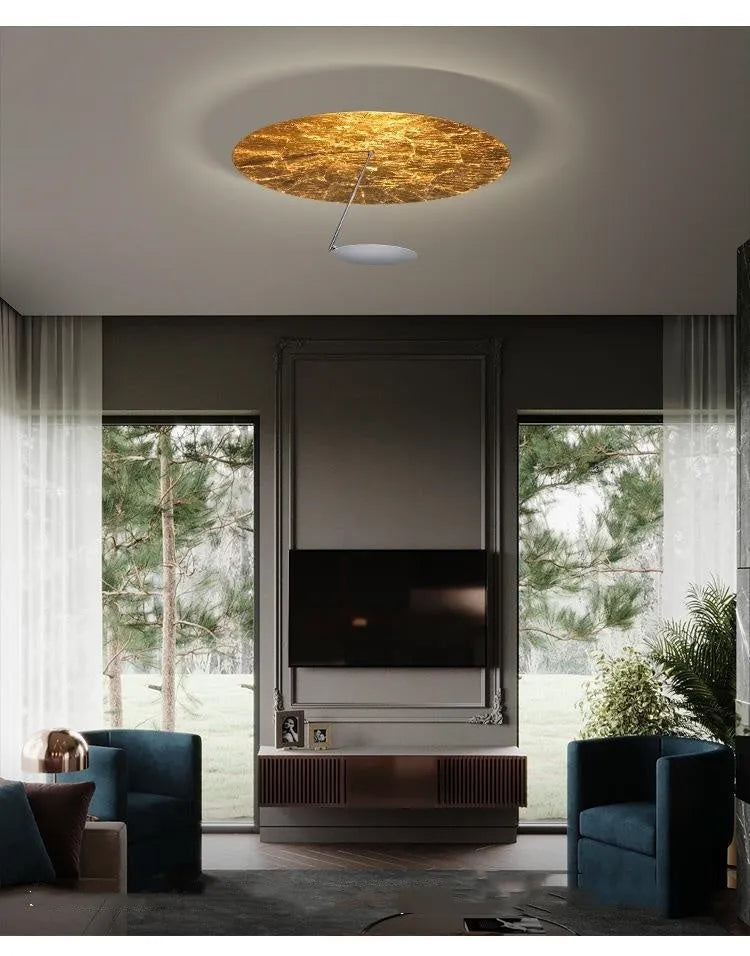Creative iron ceiling lamp with 50cm diameter in white or white gold colour with LED warm light