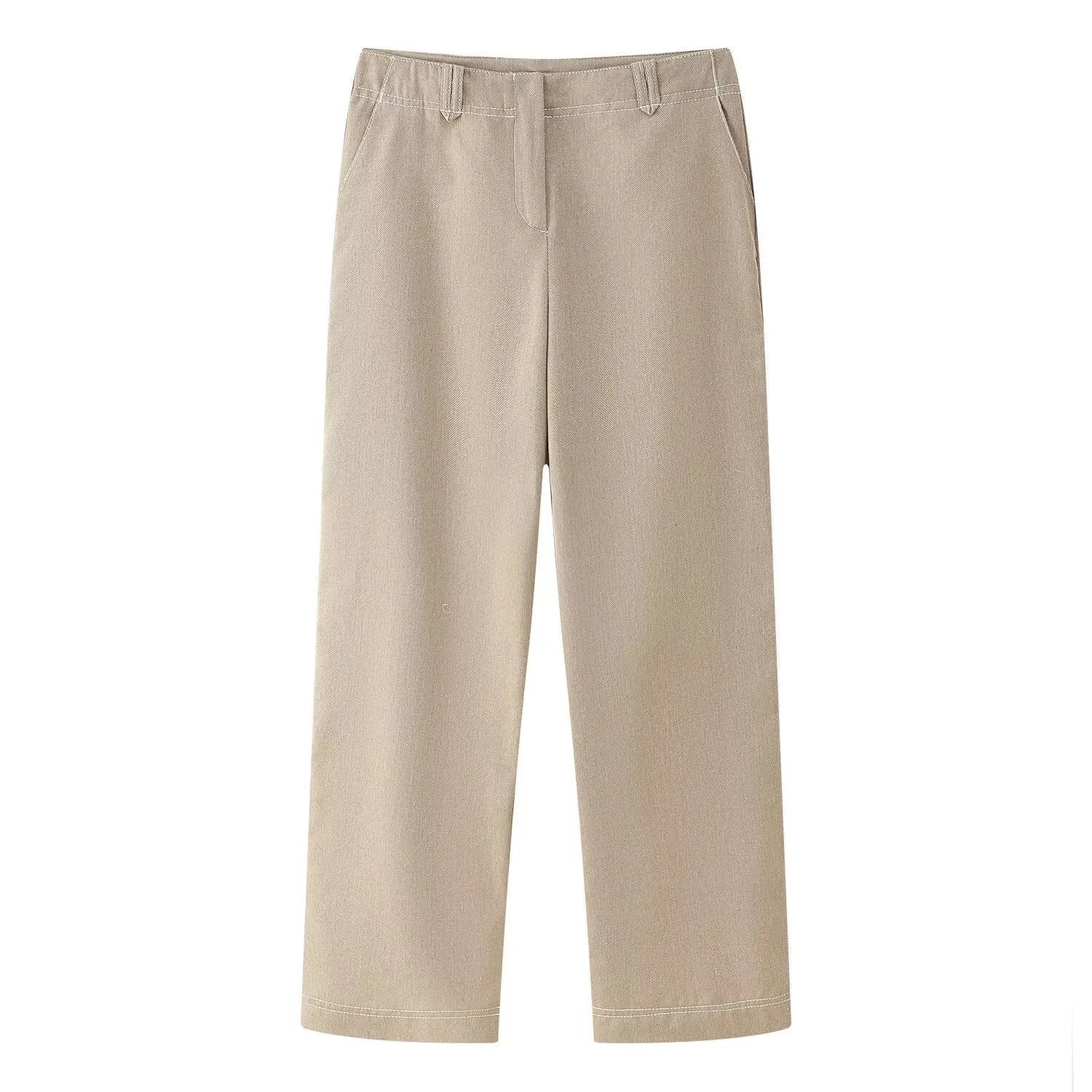Women's herringbone pattern casual suit with 3D embroidery detailing on jacket and matching trousers