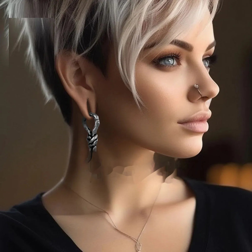 Copper creative bends and hitches piercing earrings with 4mm diameter for auricle placement