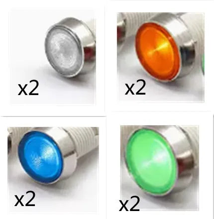 10mm stainless steel edge plastic indicator light with attached wire in multiple colours