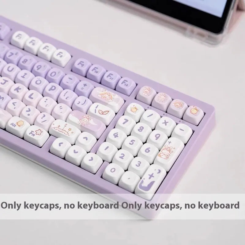 PBT gradient purple rabbit character key caps for mechanical keyboard customisation