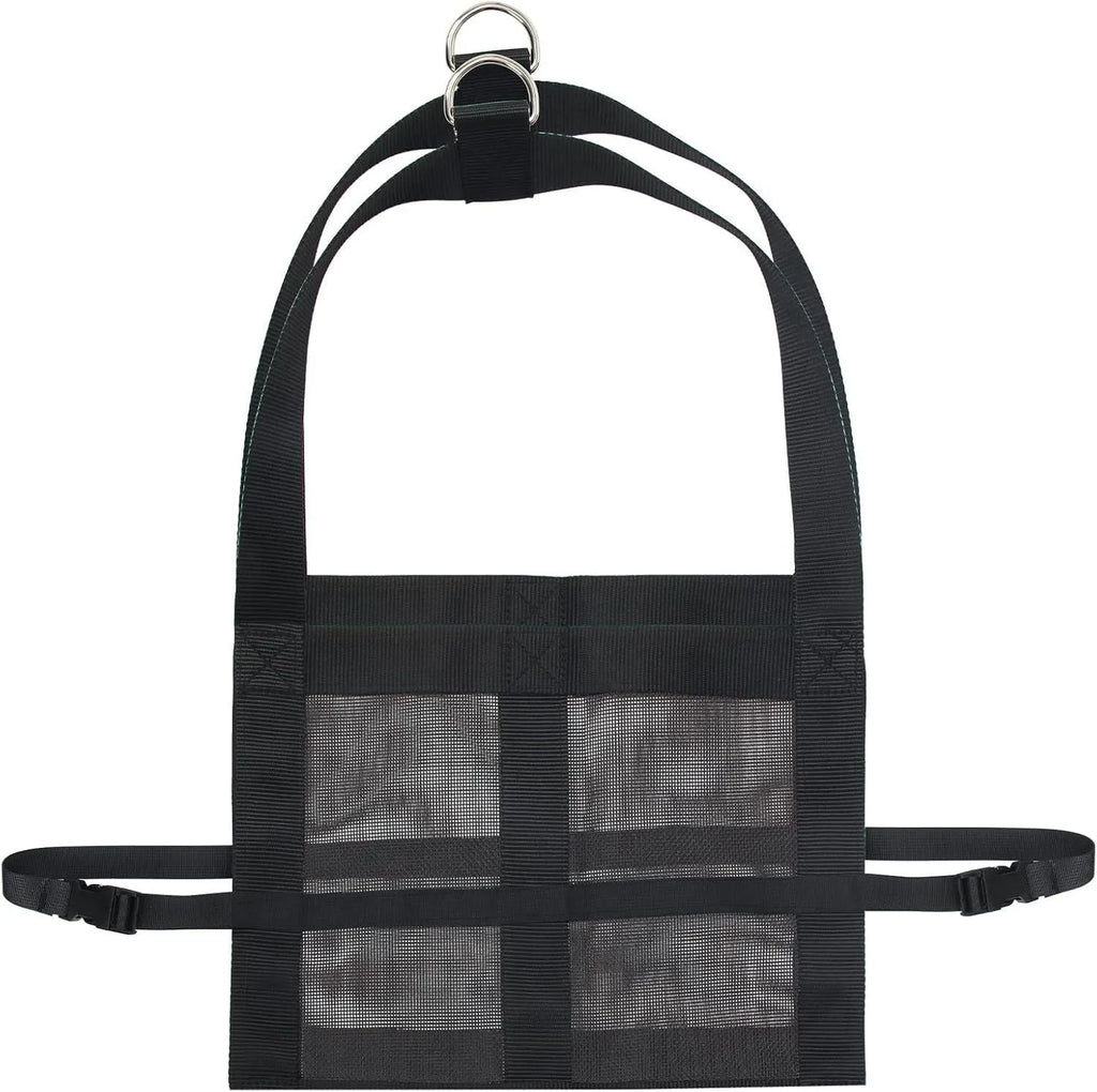 Large black livestock weighing sling measuring 35cm by 150cm with four attachment points.