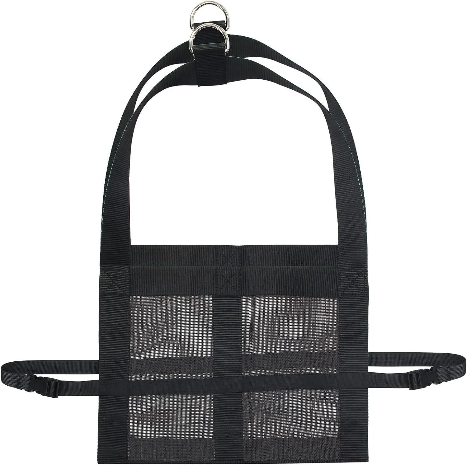 Large black livestock weighing sling measuring 35cm by 150cm with four attachment points.