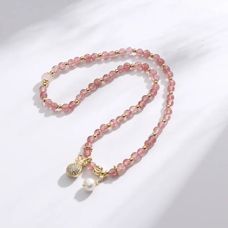 Geometric strawberry quartz crystal bracelet for women with money drawing association