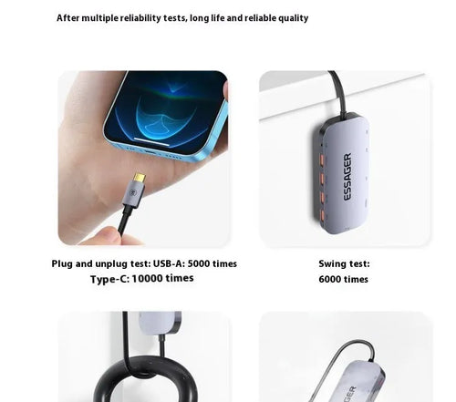 11-in-1 USB-C expansion dock with 20cm cable showing multiple connectivity ports