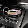 Rhinestone-decorated car cup holder bracket mounted on vehicle air vent in multiple colour options