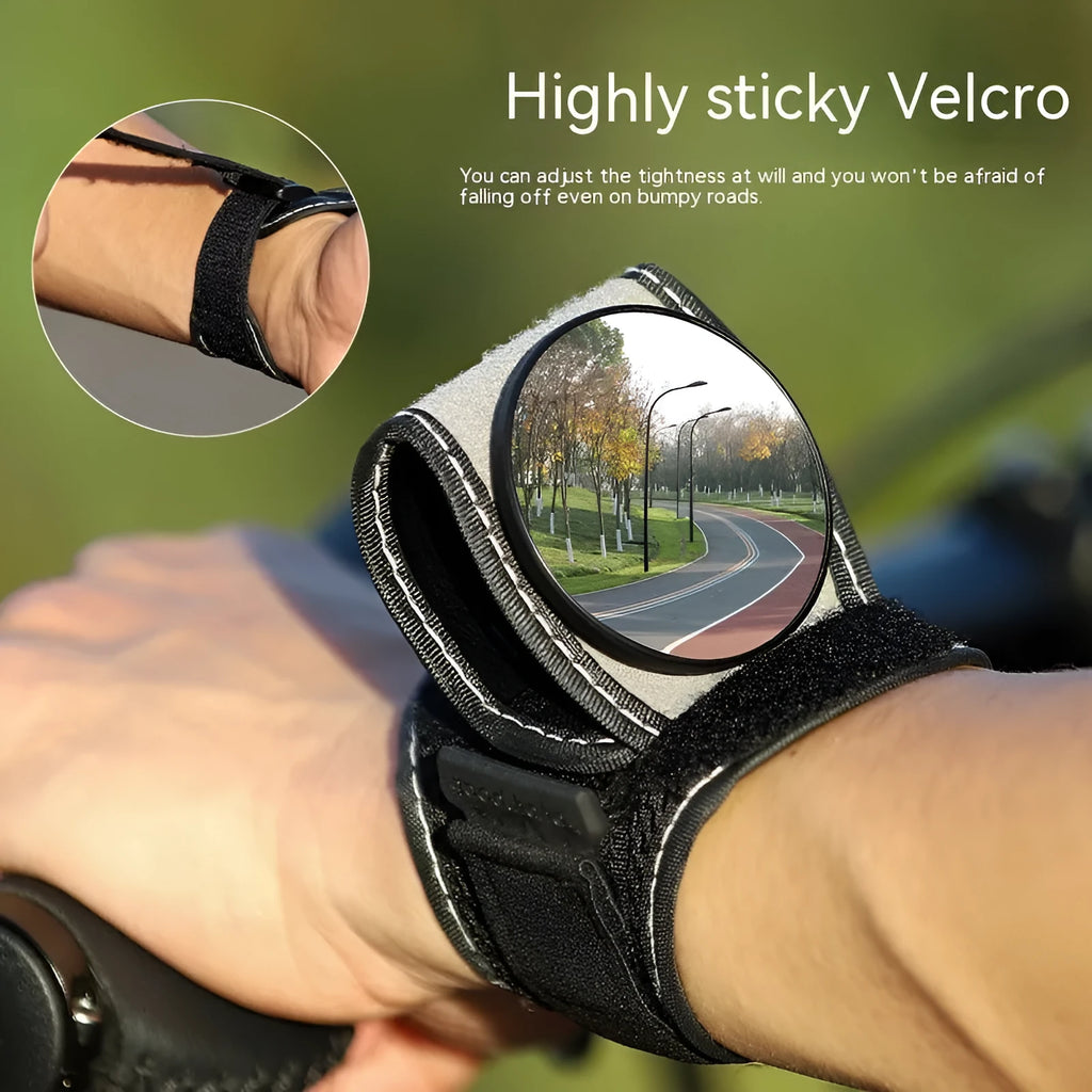 Black nylon rear-view mirror for bicycle handlebars, showing the 6 cm circular glass.