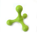 Blue silicone puppy teething chew toy with three legs and bone shape for small medium dogs
