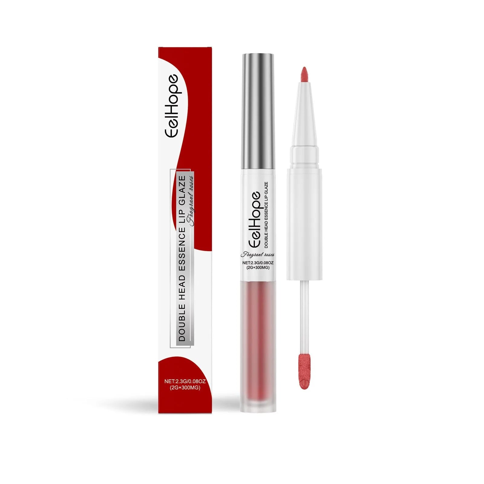 Double-headed lip liner and lacquer pen in Black Coffee Truffle shade showing both applicator ends