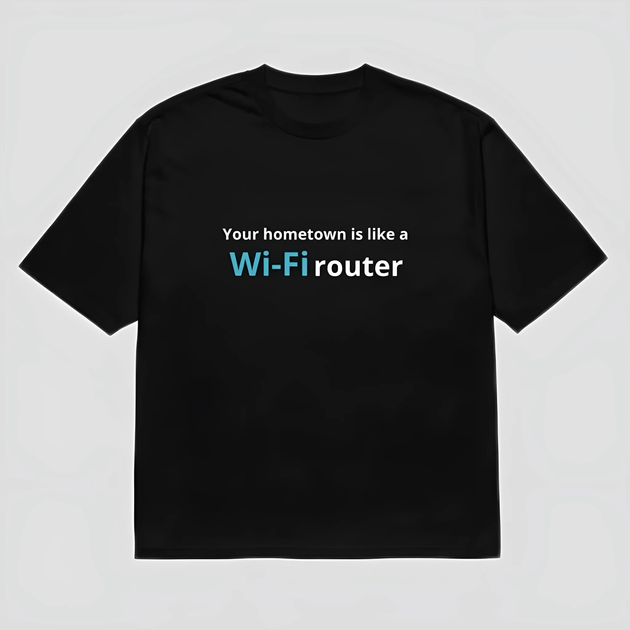 Men's black T-shirt with 3D cartoon print showing loose fit and short sleeve design