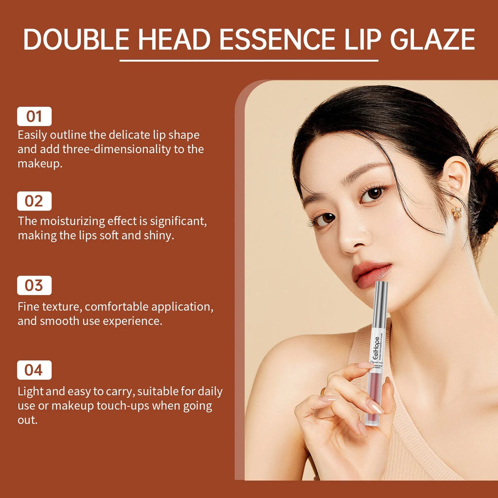 Double-headed lip liner and lacquer pen in Black Coffee Truffle shade showing both applicator ends