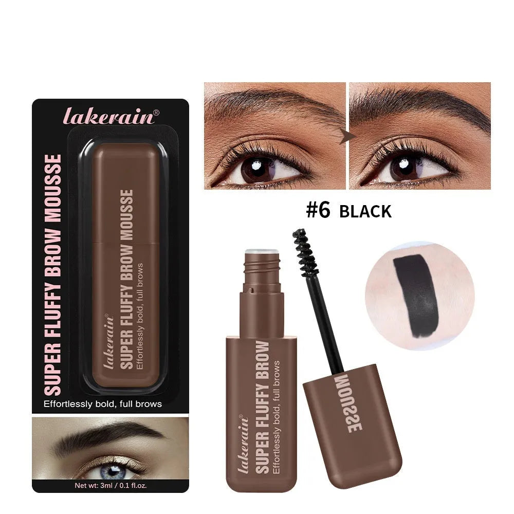 Eyebrow mousse cream in six colour shades including brown and black options