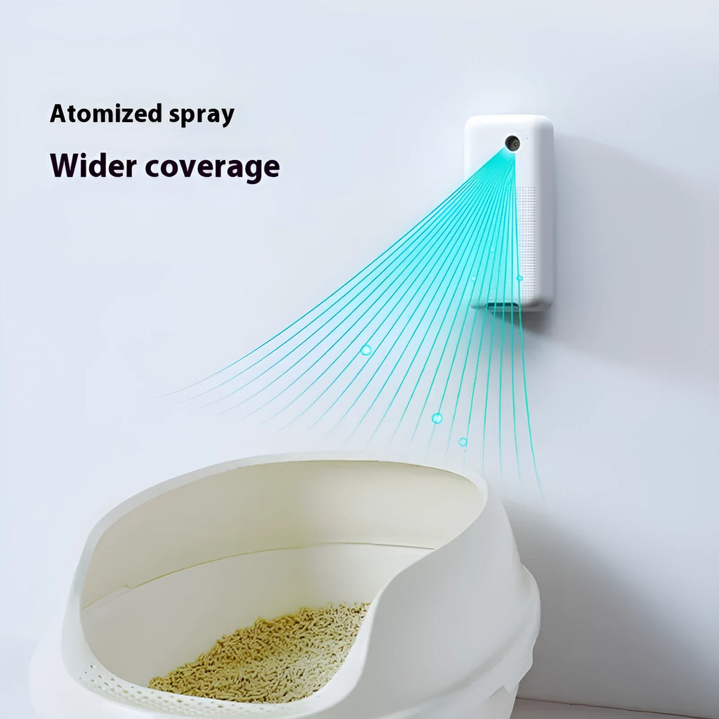 Smart spray pet odour removal machine with external mounting bracket and purification liquid bottles