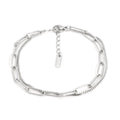 Women's double layer twin titanium steel bracelet with geometric line design in gold or silver
