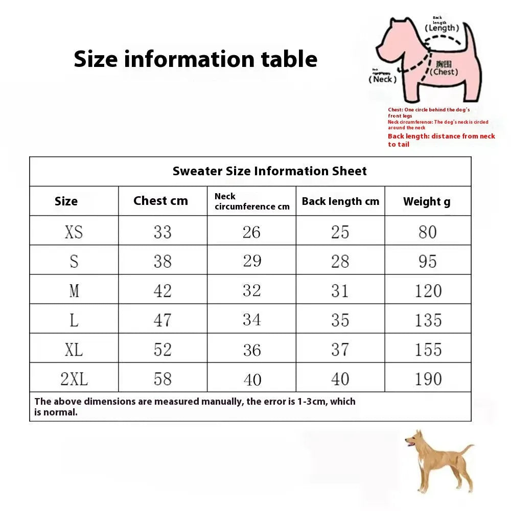 Thick wool dog sweater in monochrome or two-tone colours showing autumn winter pet clothing