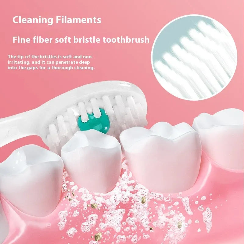 Box of 20 disposable bead toothbrushes with mint, peach, and plum green tea flavour options.