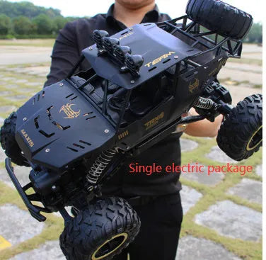 Large 4WD remote control climbing car with 2.4G wireless remote on off-road terrain