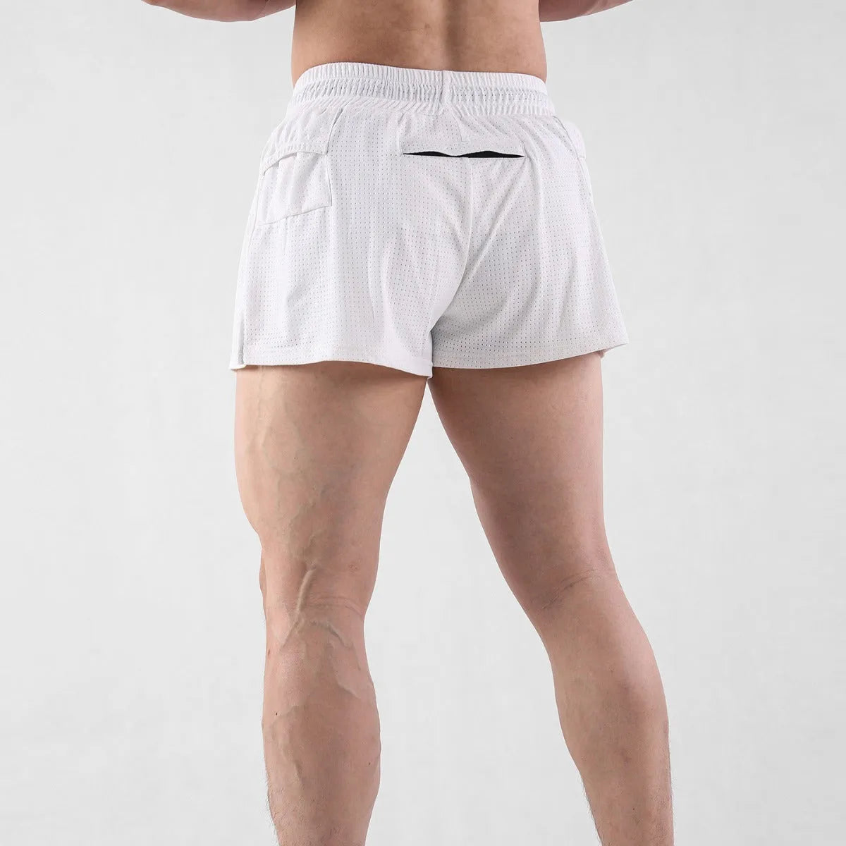 Men's quick-drying nylon summer shorts in white or black with mid-waist design
