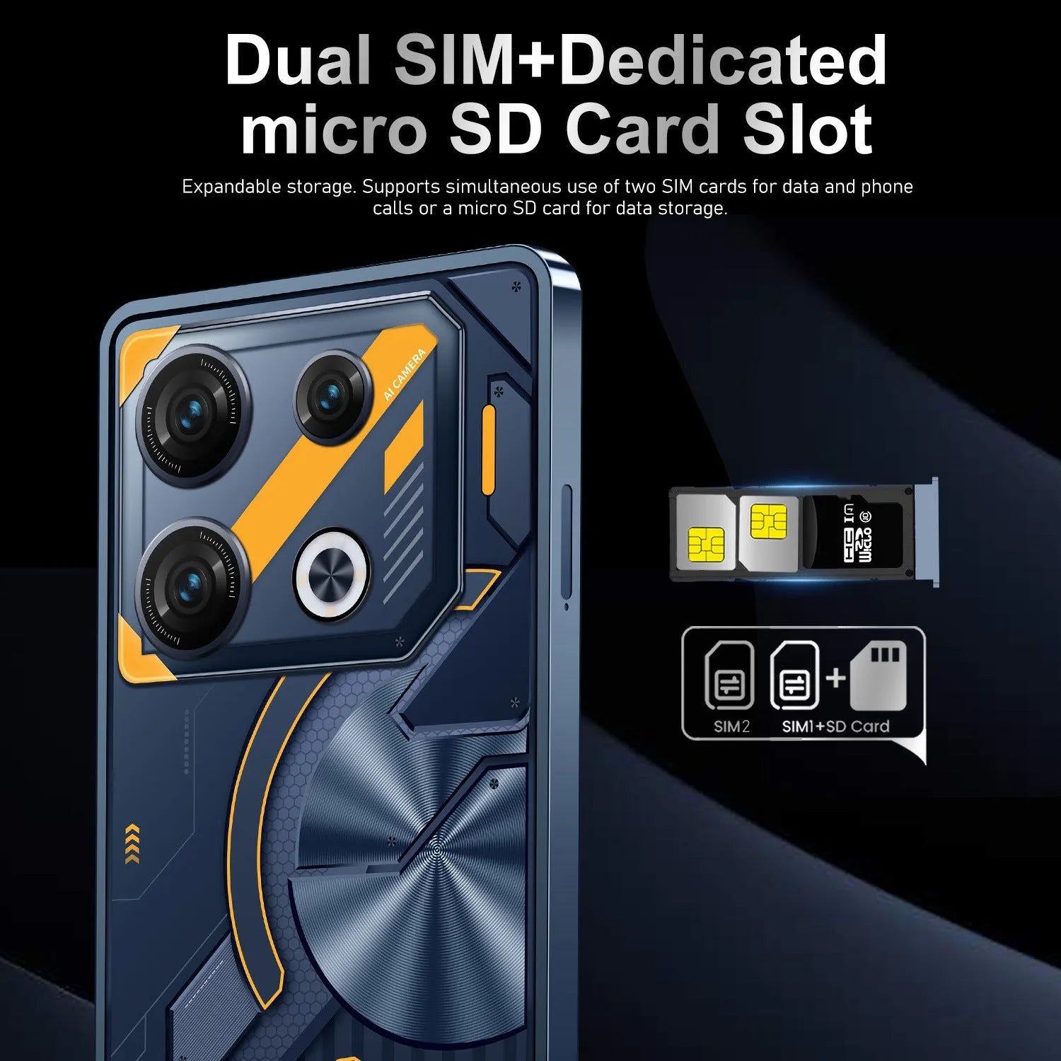 GT10 Pro Android smartphone in Blue and Silver colours with straight plate design