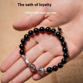 Obsidian Buddha beads couple bracelet DIY kit showing 8mm and 10mm beads for women's and men's spiritual jewellery