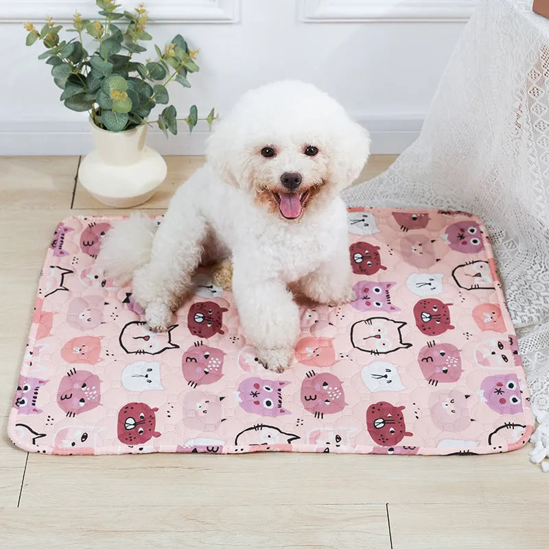 Reusable washable waterproof pet urine pad with animal pattern in multiple size options