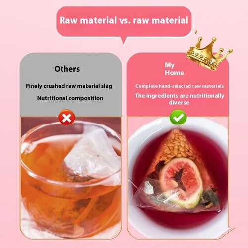 Black wolfberry mulberry tea with flaxseed and fig in tea bag packaging