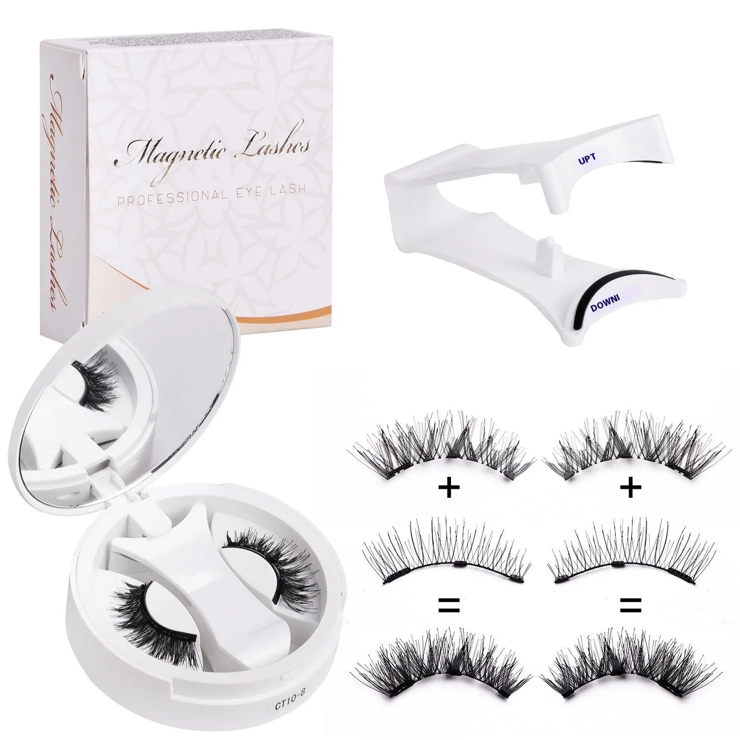 Magnetic false eyelashes with integrated soap holder in portable chemical fibre case