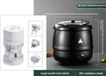 Black stainless steel electric insulation soup pot with steel lid, 10 litre capacity.