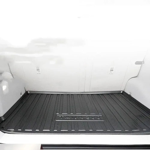 Black car boot liner with carbon fibre pattern, TPE tailgate protection pad