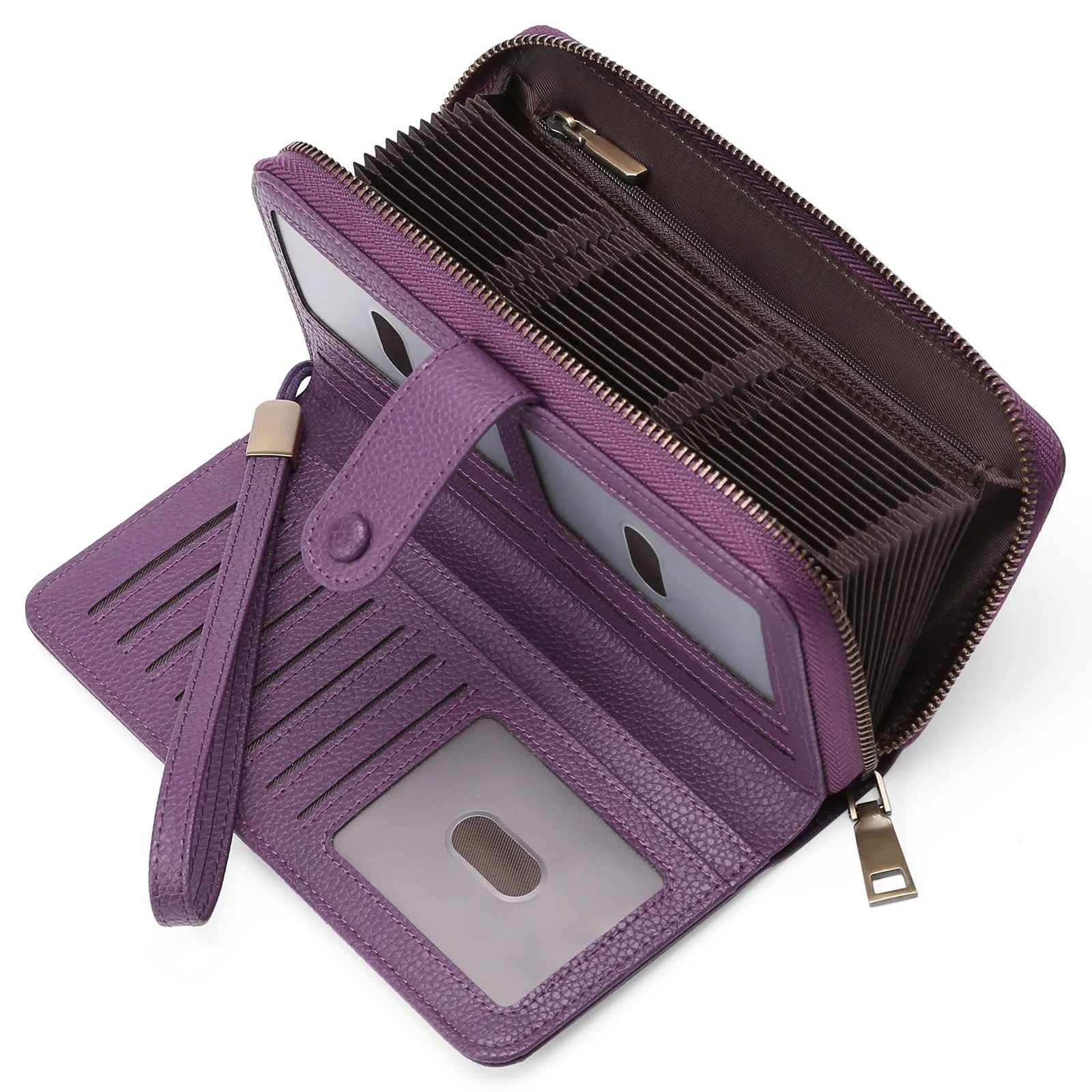 Women's expanding card holder wallet with anti-theft RFID protection in multiple colour options