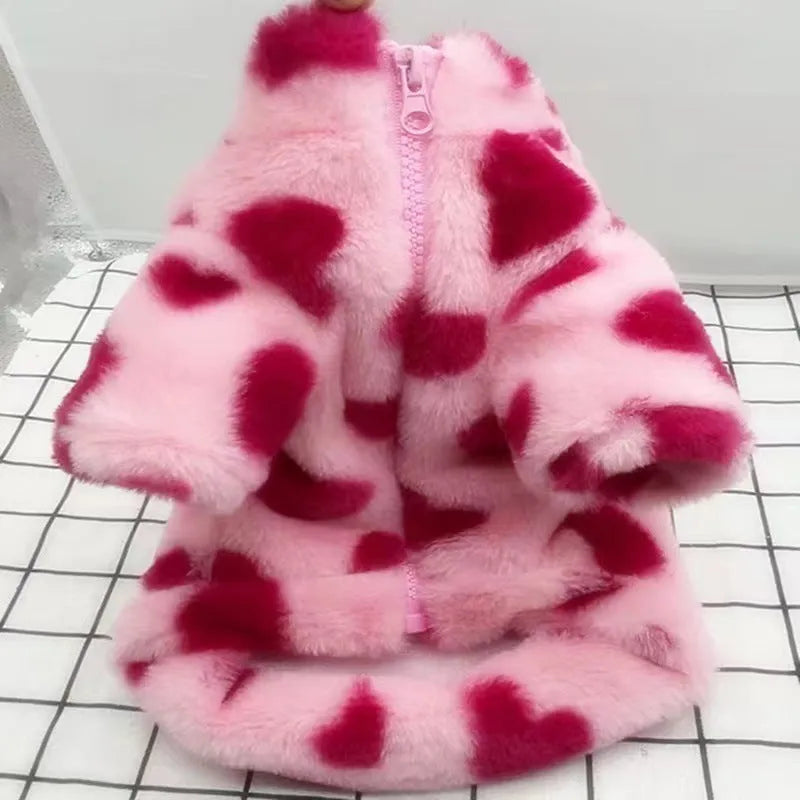 Small dog plush warm coat in pink or brown for Teddy, Bichon and Pomeranian breeds