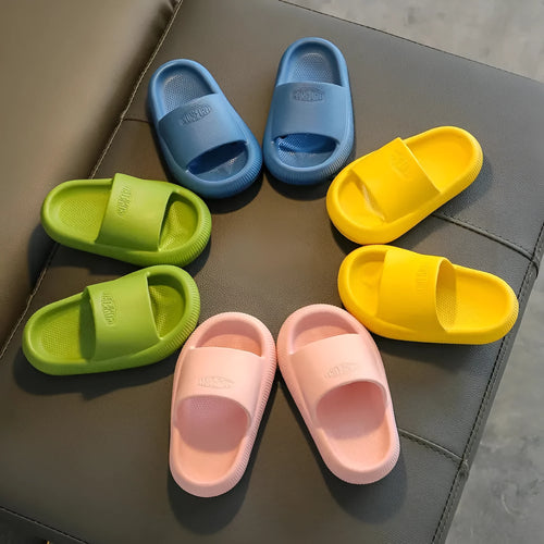 Children's mixed colour EVA slippers with non-slip soles in Blue, Green, Orange, Pink and Yellow options