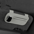 Leather car sun visor card holder with sunglasses clip in snap-on design available in multiple colours.