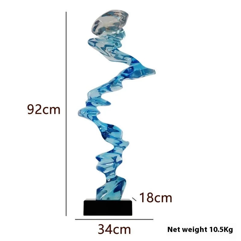 Modern abstract resin sculpture decoration in Ran Ran Rose gold, silver, or blue.
