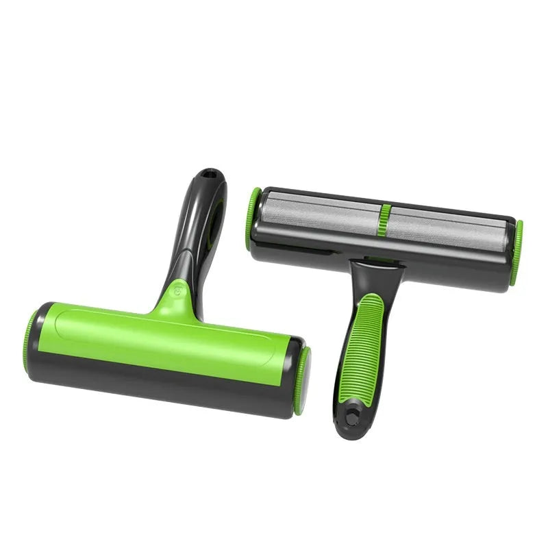 Automatic pet hair lint roller with sticky brush attachment for sofa and fabric cleaning