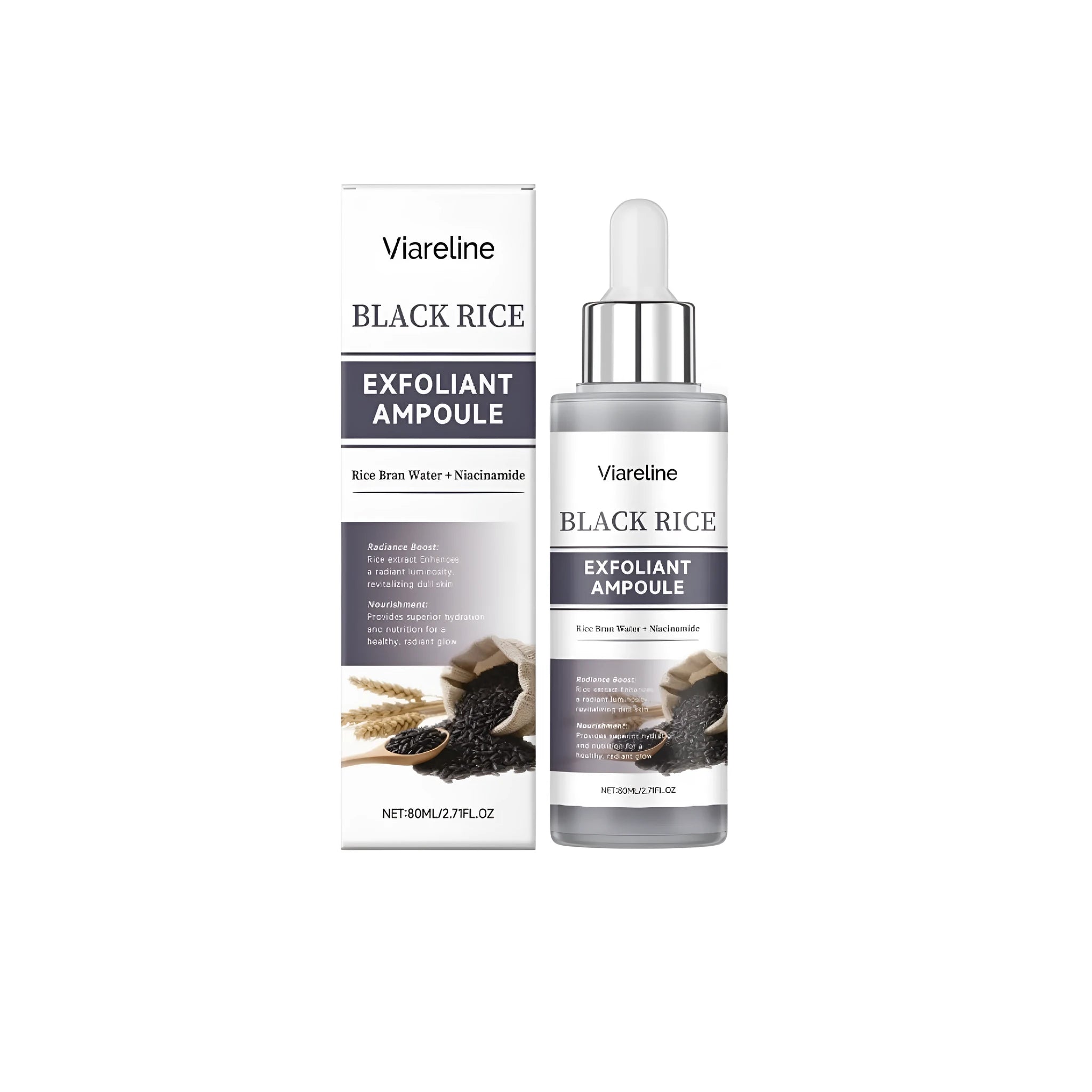 80ml bottle of Black Rice Exfoliating Liquid with salicylic acid and hyaluronic acid formula