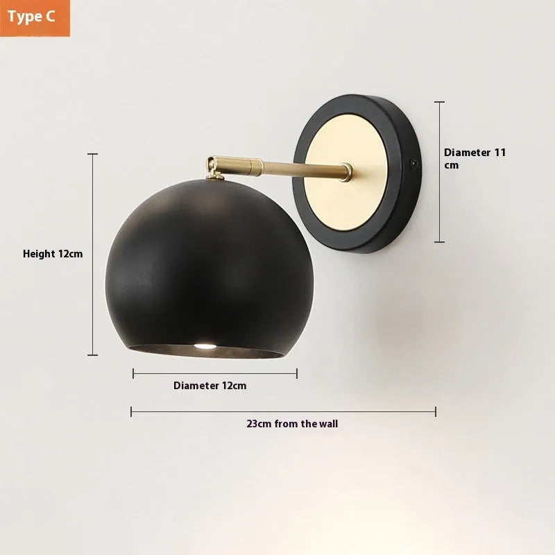 Nordic style iron wall lamp with multiple light colour options including tricolor, warm white, and white light