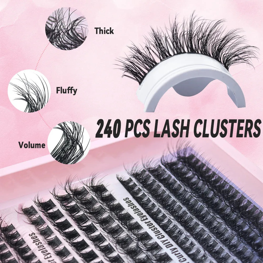 Large box of mixed messy false eyelashes showing storage dimensions and style variety.
