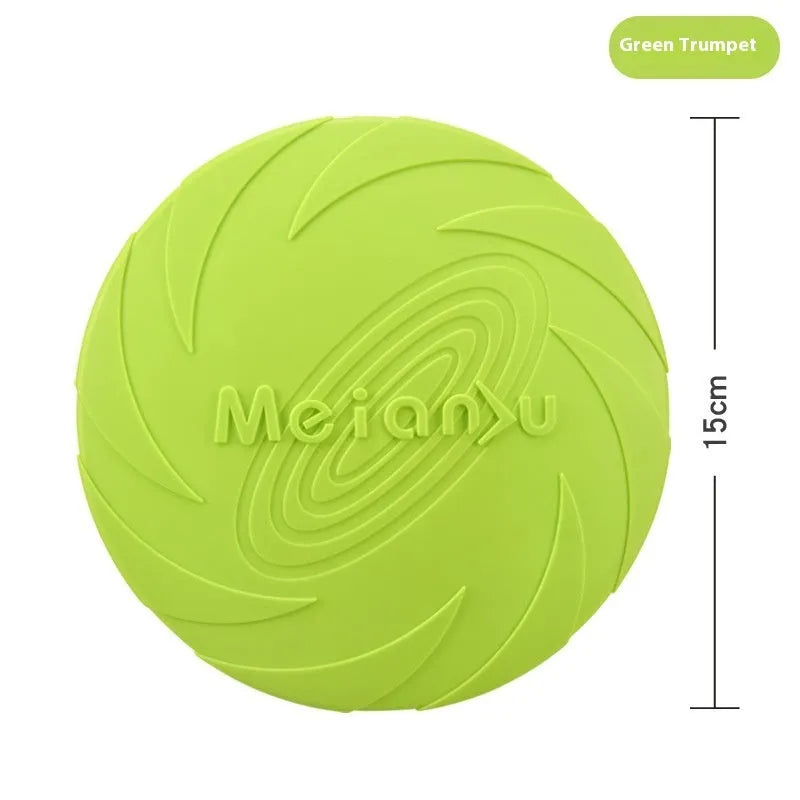 Soft rubber dog flying disc toy in blue colour suitable for outdoor fetch games and walking sessions