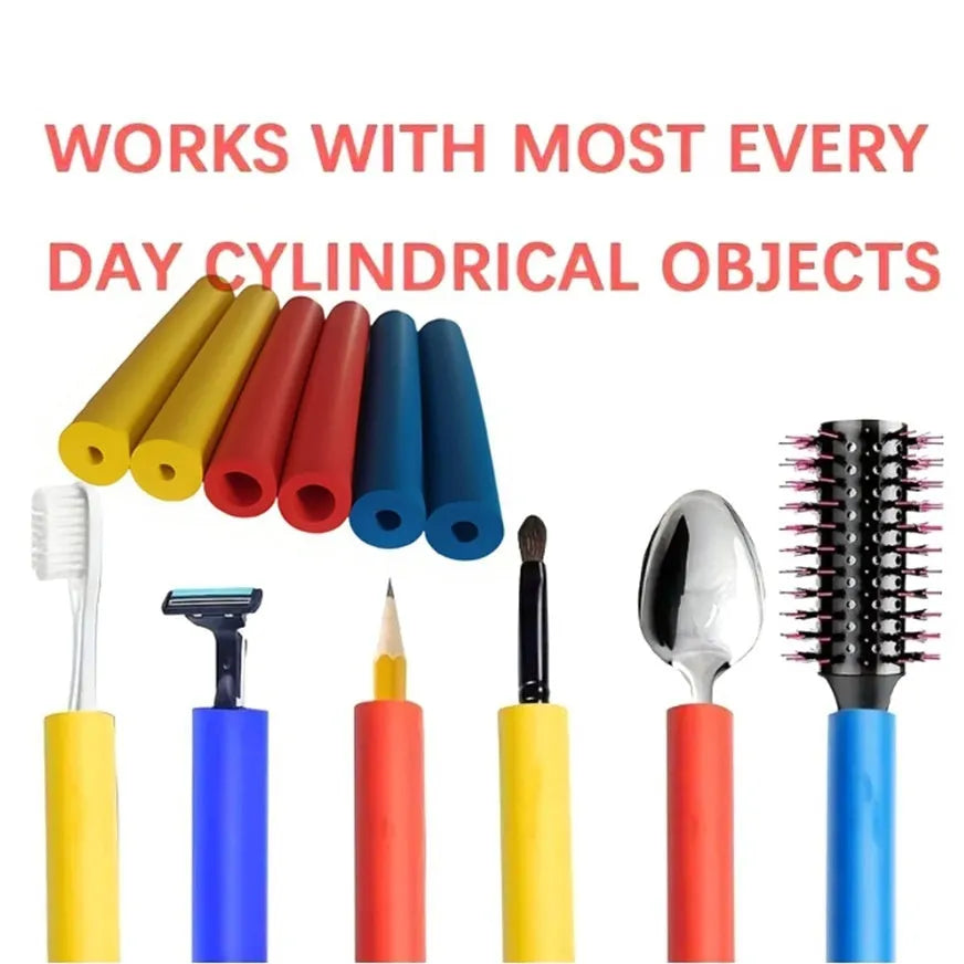Pack of black rubber grip hose sleeves for utensil and pen handles, showing inner diameter options.