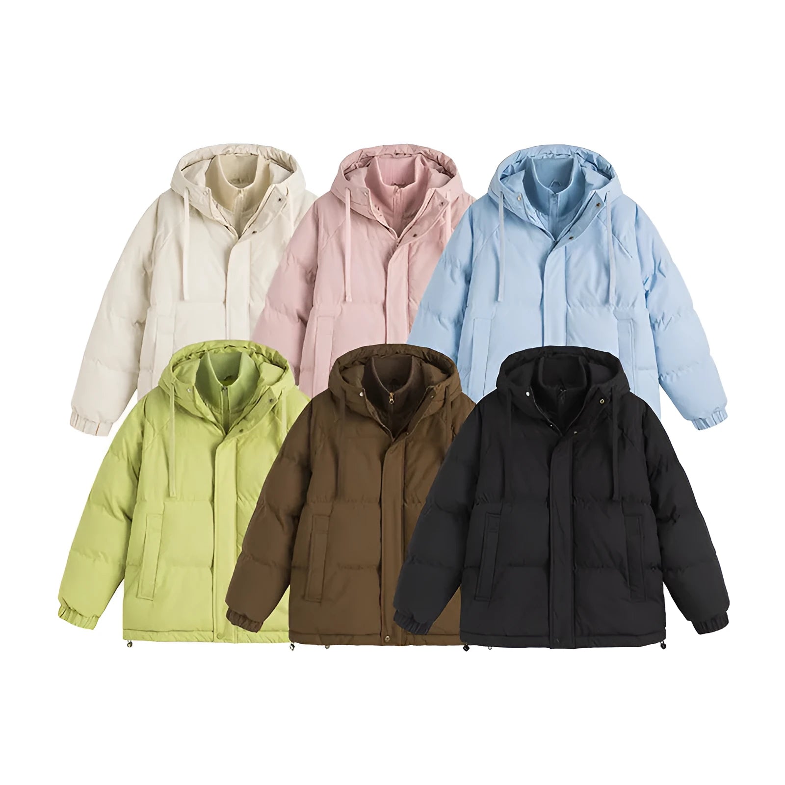 Loose two-piece winter cotton padded coat in mustard yellow colour with side pockets