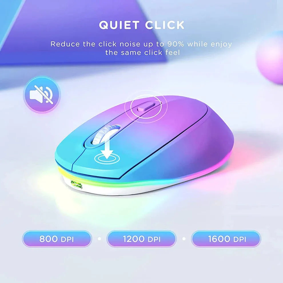 24g wireless optical mouse with USB charging cable on a desk