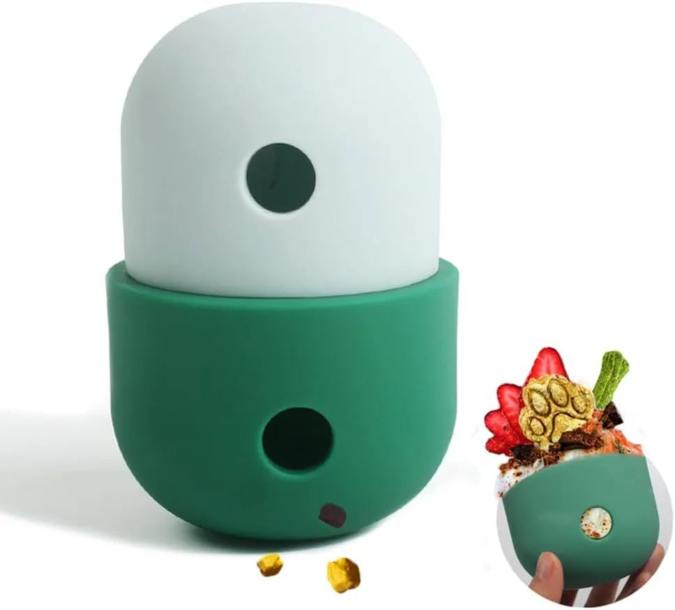 Dog treat puzzle ball 8x11cm in food grade silicone with detachable design